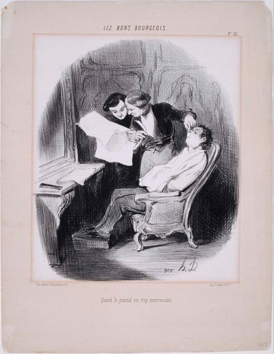 The Good Bourgeois - When the Newspaper is Too Interesting by Honoré Daumier